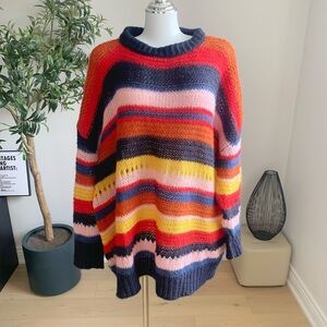 ZARA Mohair Style Oversized Colorful Sweater M Italy